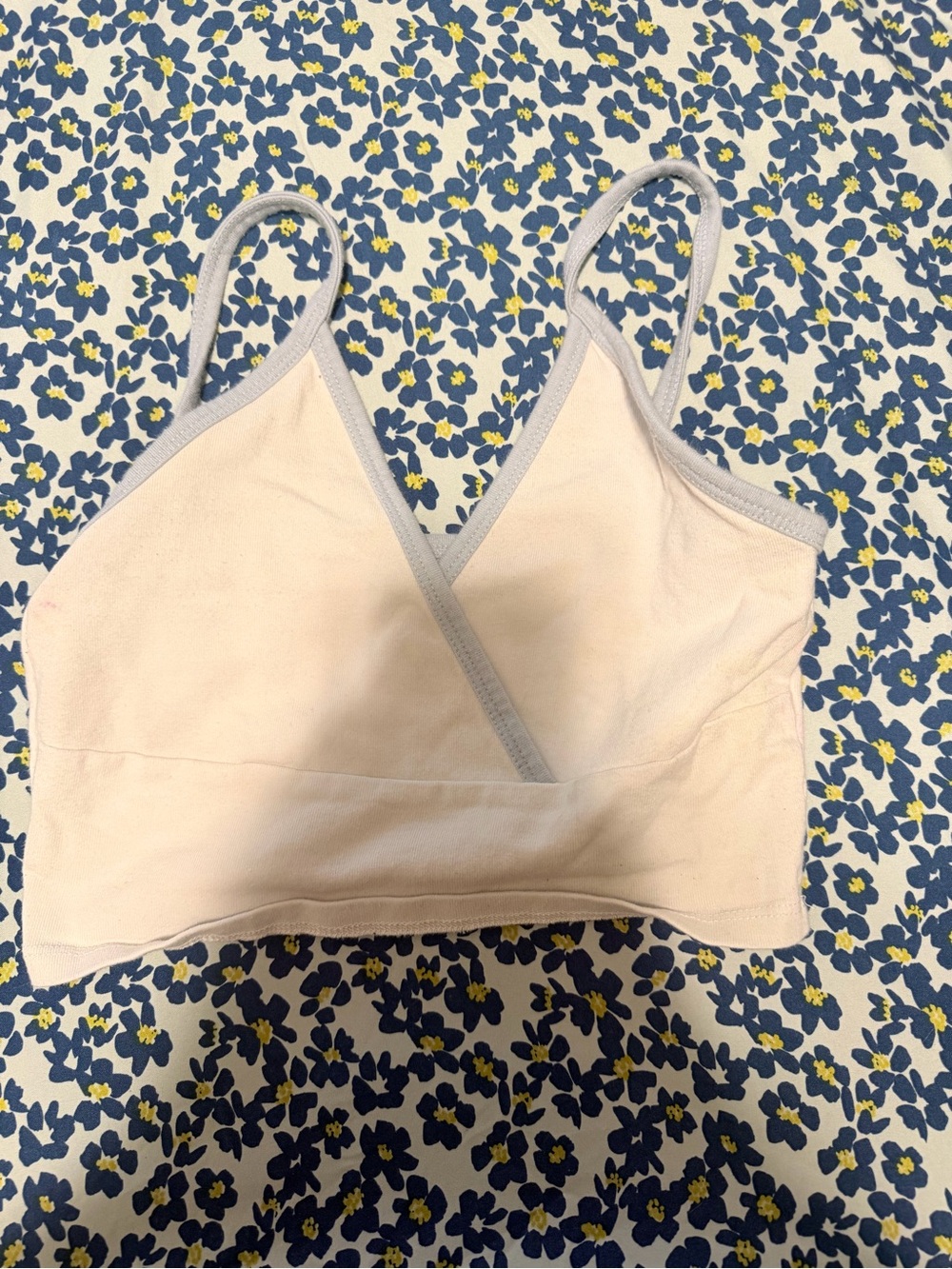 Brandy Melville Pale Pink Bralette with Light Gray Trim
